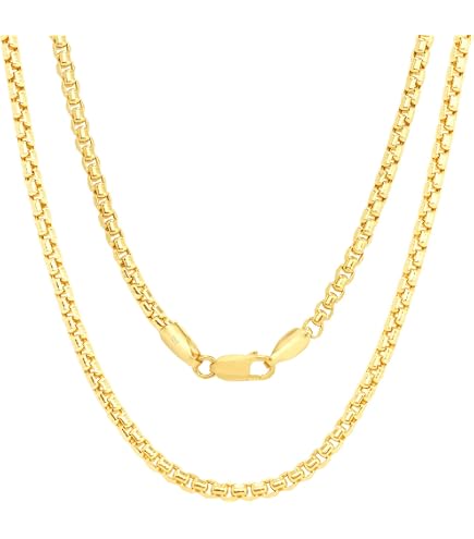 Amazon.com: Nuragold 14K Real Yellow Gold Round Box 2.5mm Venetian
